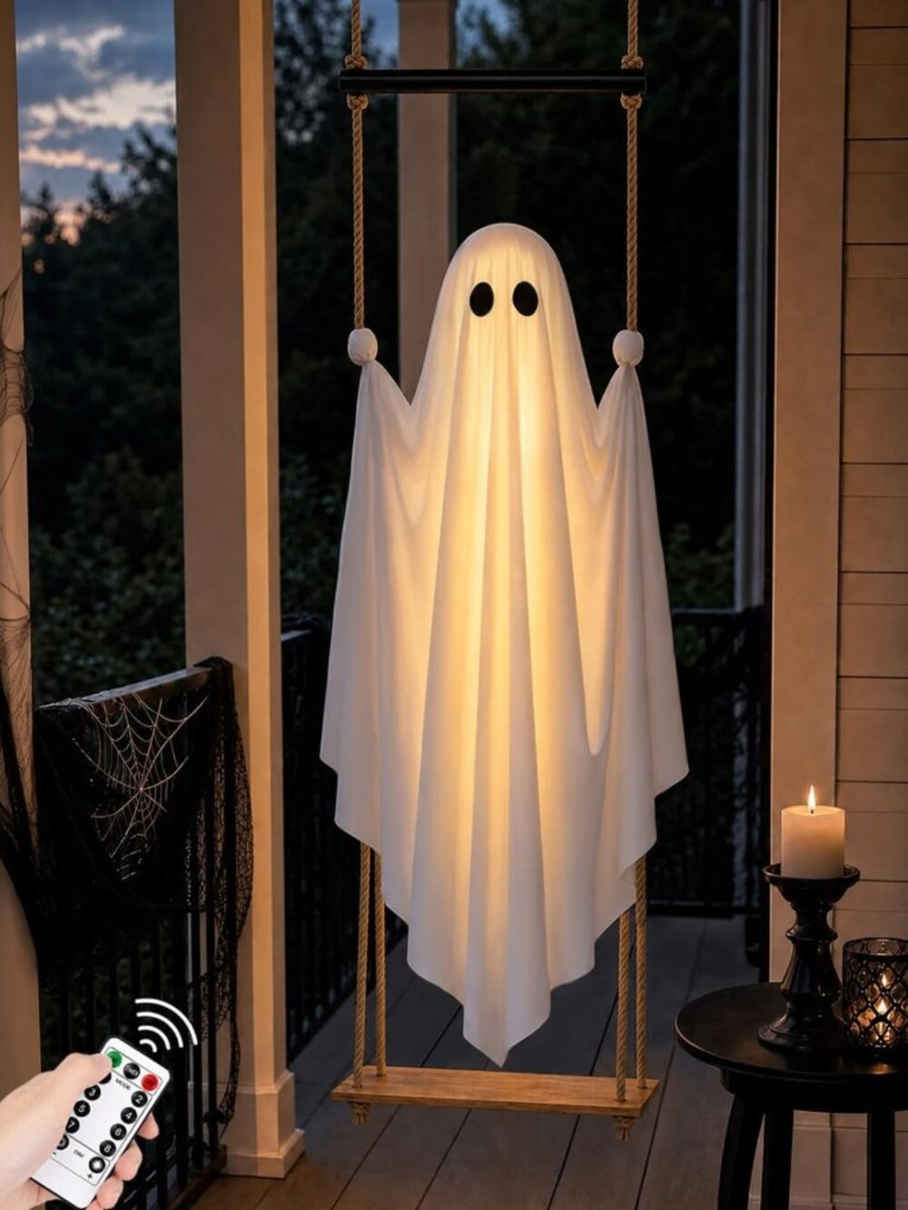 Large 4.6FT Pre-Assembled Outdoor Hanging Ghost Decoration for Halloween Fun